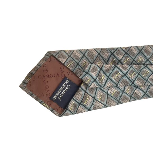 Jerry Garcia Silk Tie Blue Grey Abstract Pattern Necktie Mens Business Office - Picture 2 of 9